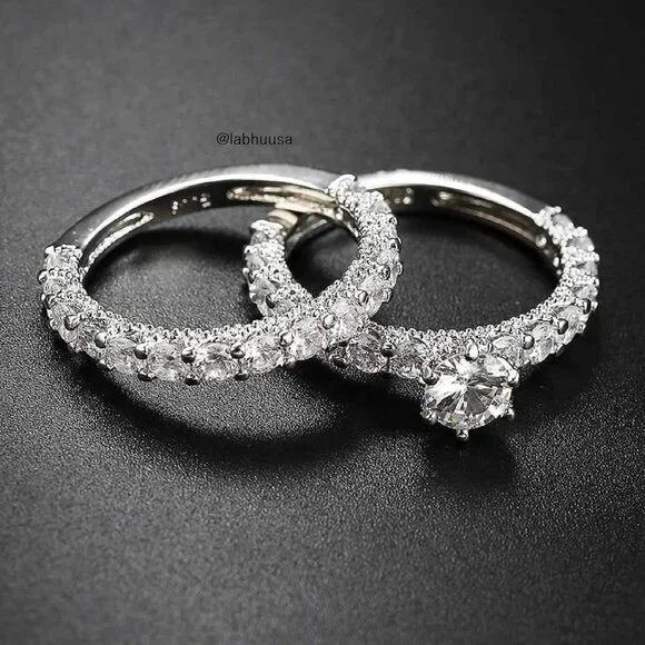 😍Luxury 2pcs/Set Wedding Engagement Ring Set for Women, F135 - Picture 4 of 10